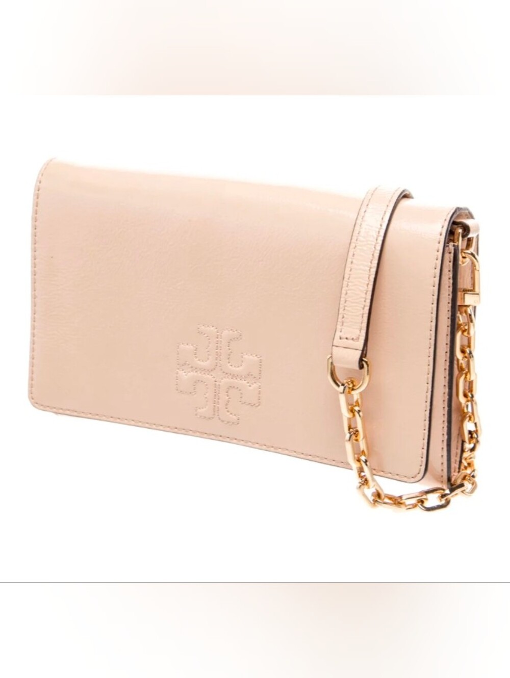 Tory Burch WOC Wallet Clutch Patent Leather Crossbody Chain Bag in Blush Nude 🩷